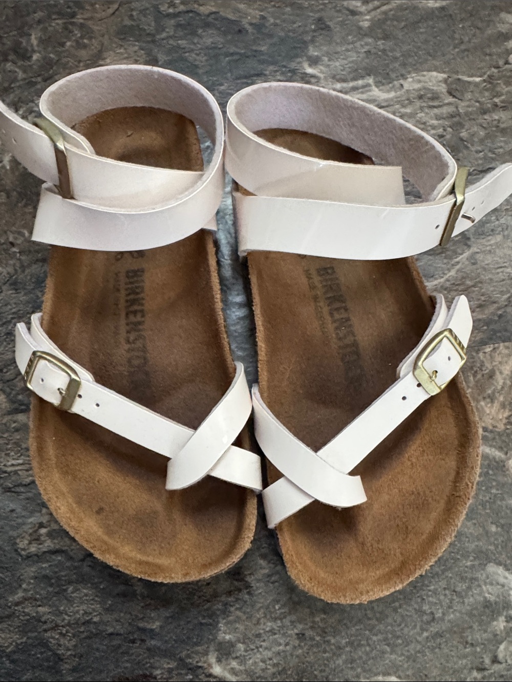 Birkenstock Yara in Two Tone Cream Pink Strap ,Regular Fit
